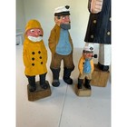 Vintage Nanco Carved Wooden Captain Fisherman Crew Figurines Lot Of 5 Folk Art