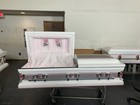 Beautiful Orchid white Trimmed In Pink 18ga Casket