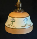 Antique Art Deco Hand Painted Glass Lamp Shade W  2 1 4  Fitter   7 1 4  Dia 