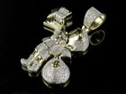 2 Ct Round Moissanite Men s Richie Rich Money Bag Pendant 14k Yellow Gold Plated