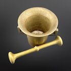 Antique Heavy Solid Brass Mortar And Pestle Large Pharmacy Apothecary Bowl Set