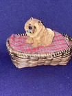 Chow Chow Black Purple Tongue Statue Figurine On Dog Bed Basket Cute Set      blt7j1