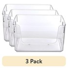Clear Open Front Organizer Bin W  Handles Stackable Storage Closet Pantry New