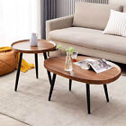2pcs Mid-century Coffee Table Set Solid Wood Nesting Tables Accent Droplet Shape