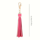 Tassel Charm Keychain Pu Leather Black Multiple Use Bag Pendant Key Chain Women