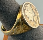 Vintage Ring Mercury Dime Coin 1944 Adjustable Gold Tone Statement Size 8 3 4