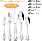 30-piece Silverware Set   Stainless Steel Flatware Service For 6  Pearled Edge T