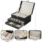 3 Layers Jewelry Box Organizer Large Capacity Ring Earring Necklace Storage Case