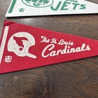 Vintage 1960s Nfl Mini Pennants 4x9 - Set Of 2  Jets  Cardinals   Mini Megaphone
