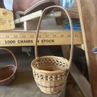 Vtg Lot Of 11 Baskets Woven Wicker Pine Ratan Wheel Barrel Buggy Lidded M-small