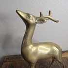 Vintage Brass Reindeer Figurine Cute Face Patina Quirky Lean 10 