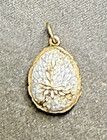 Vintage Judaica Blue Star Of David Egg Shaped Pendant - Brass Metal