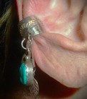 Vintage Sterling Silver   Morenci Turquoise Navajo Ear Cuff  Very Awesome  