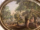 Vtg Sunshine Biscuits The Blacksmith Double Sided Advertising Tin Sleepy Hollow
