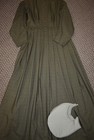Civil War Victorian Cotton Day Dress Handmade Dk Sage Green Wbrown - L xl