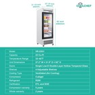 27 In Reach-in Commercial Refrigerator Glass One Door 23 Cu ft  Cooler R290
