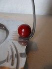 Vintage Art Deco Red Ball Bakelite Handled Chrome Tray Serving Dish Platter 