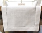 White Linen Hemstitched Table Runner - 16  X 90  - 100  Pure Linen