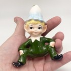 Vintage Norcrest Green Pixie Elf With Flower Hat Hand Painted Porcelain Japan