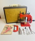Rare Red Blackside Singer 20 Sewhandy Sewing Machine Trapezoid Case Red Clamp   