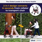 Drive Medical 795bu Duet Folding Wheelchair Rollator Walker Burgundy