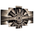 Klvos Xlarge 5 Panels Vintage Canvas Art Wall Decor Turbine Plane Propeller 
