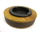 Wood Grain Leather Cigarette Cigar Ashtray Weighted Heavy Brass Insert Aa1a2308