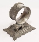 Middletown Plate Co Quadruple Plate White Metal Figural Fox Napkin Ring Holder