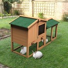 58  Large Wooden Rabbit Hutch Chicken Coop Bunny Animal Hen Cage House W run