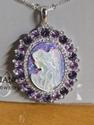 Sterling Silver Amethyst Opal Mother Of Preal Angel Pendant Necklace 18in Long 