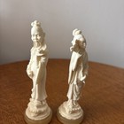 Dehua Porcelain Blanc Du Chine Figures 14cm Onyx Base Pair Exquisite Finish