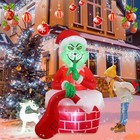 6ft Christmas Inflatable Outdoor Decorations Green Ugly Monster With Built-in