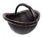 Vintage-inspired Wicker Basket Brown Willow Large Handwoven One Handle