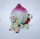 3 Asian Boys Holding Large Longevity Peach Chinese Figurine Statue Vintage