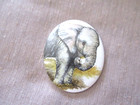 Huge Porcelain Large Elephant Transfer Button - 46 X 38mm