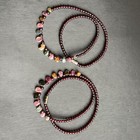 2pcs Natural Garnet Tourmaline Quartz Crystal Beads Woman Necklace 3mm Random 60