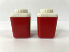 Vintage 1950 1960 Lustro Ware Red White Salt Pepper Shakers Mid Century Plastic