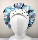 Bouffant Scrub Cap Chemo Hat Chef Handmade Cotton 23 5    To 33 5    Polka Dot Blue