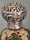 Edwardian Sterling Silver Repousse Topped Porcelain Scent Bottle Birmingham 1906