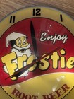 Frostie Root Beer Double Bubble Glass Lighted Clock Vintage Beer Root