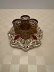 Vintage Gold Tone Filigree Lipstick Holder 4 Slot Mid-century Vanity Organizer