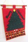 Merry Christmas Tree Advent Calendar Felt Wall Hanging W  24 Ornaments Gold Trim
