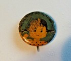 There Aint No Flies On Me Cartoon Girl With Flyswatter Celuloid Pinback 6471