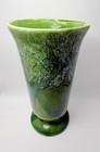 Vintage Green Moss Drip Glaze Art Pottery Vase Mid Century Modern   10-inch
