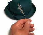 Stunning Hatpin With Clear Faceted Crystals - 8  Long  In Silver Finish Setting