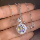 3 Ct Round Cut Moissanite Women s Pendant 14k White Gold Plated
