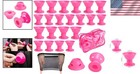 Pink Hair Rollers Set 40 Pcs Large And Small Silicone Curlers For Curly Hair