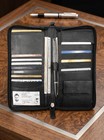 Black Fine Leather Wallet Passport Cover Id Holder Card Travel Zip Case 