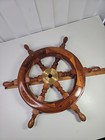 Vintage Wood And Brass  Ship s Wheel Nautical Maritime For Boat Or Wall Hanging 