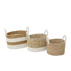 Set Of 3 Seagrass Storage Baskets Brown white - Olivia   May